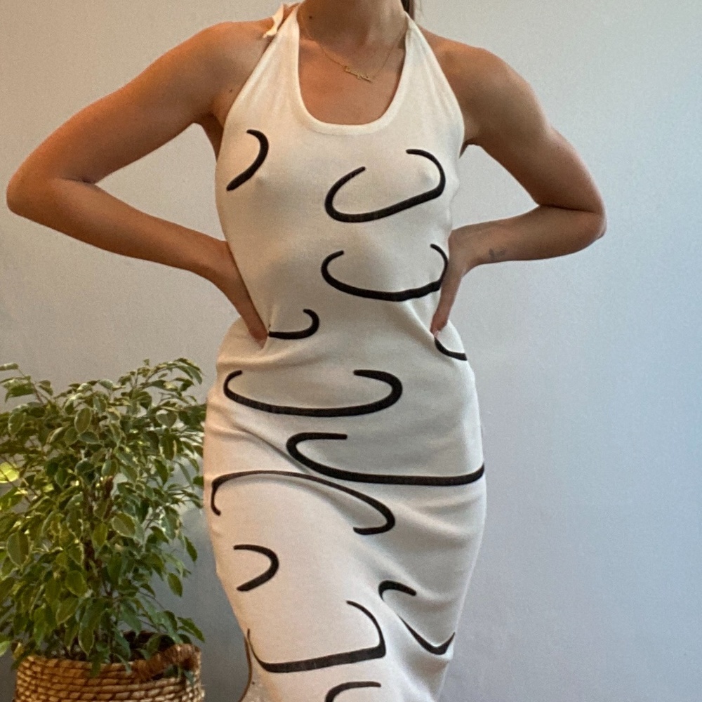 Abstract Print Midi Dress